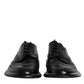 Black Leather Derby Wingtip Formal Shoes