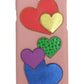 Chic Pink Leather Heart-Embellished Phone Cover