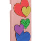 Chic Pink Leather Heart-Embellished Phone Cover