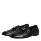 Black Leather Logo Slip On Men Loafers Shoes