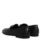 Black Leather Logo Slip On Men Loafers Shoes