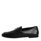 Black Leather Logo Slip On Men Loafers Shoes