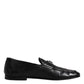 Black Leather Logo Slip On Men Loafers Shoes