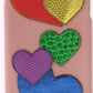 Chic Pink Leather Heart-Embellished Phone Cover