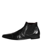 Black Leather Chelsea Men Ankle Boots Shoes