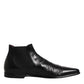 Black Leather Chelsea Men Ankle Boots Shoes