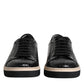 Black Leather Low Top Men Sneakers Shoes