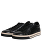 Black Leather Low Top Men Sneakers Shoes