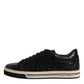 Black Leather Low Top Men Sneakers Shoes