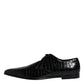 Black Exotic Leather Mens Derby Formal Shoes