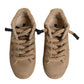 Brown Jute Fabric Low Top Men Sneakers Shoes