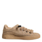 Brown Jute Fabric Low Top Men Sneakers Shoes