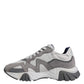 Grey Leather Neoprene Chunky Low Top Squalo Sneakers Shoes