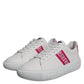 White Pink Greca Print Platform Low Top Sneakers Shoes