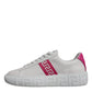 White Pink Greca Print Platform Low Top Sneakers Shoes