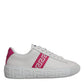 White Pink Greca Print Platform Low Top Sneakers Shoes