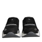 Black Leather Neoprene Chunky Low Top Sneakers Squalo Shoes