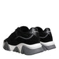 Black Leather Neoprene Chunky Low Top Sneakers Squalo Shoes