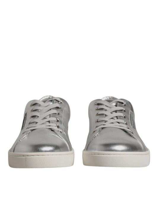 Silver London Low Top Leather Sneakers Shoes