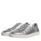 Silver London Low Top Leather Sneakers Shoes