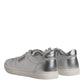 Silver London Low Top Leather Sneakers Shoes