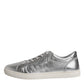 Silver London Low Top Leather Sneakers Shoes