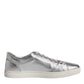 Silver London Low Top Leather Sneakers Shoes