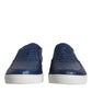 Blue Croc Exotic Leather Men Sneakers Shoes