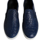 Blue Croc Exotic Leather Men Sneakers Shoes