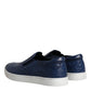 Blue Croc Exotic Leather Men Sneakers Shoes