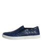 Blue Croc Exotic Leather Men Sneakers Shoes