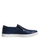 Blue Croc Exotic Leather Men Sneakers Shoes