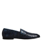 Blue Exotic Leather Moccasin Slip On Shoes