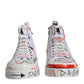 White Cotton Graffiti High Top Sneaker Shoes