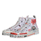 White Cotton Graffiti High Top Sneaker Shoes