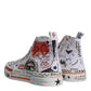 White Cotton Graffiti High Top Sneaker Shoes