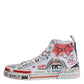 White Cotton Graffiti High Top Sneaker Shoes