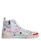 White Cotton Graffiti High Top Sneaker Shoes