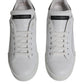 White Silver Leather Low Top Men Sneakers Shoes