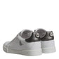 White Silver Leather Low Top Men Sneakers Shoes