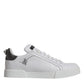 White Silver Leather Low Top Men Sneakers Shoes