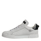 White Black Leather Low Top Men Sneakers Shoes