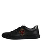 Black Leather London Heart Men Sneakers Shoes