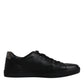 Black Leather London Heart Men Sneakers Shoes