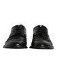 Black Leather Derby Wingtip Formal Shoes