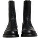 Black Horse Leather Mid Calf Boots Shoes