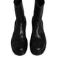 Black Horse Leather Mid Calf Boots Shoes