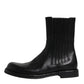 Black Horse Leather Mid Calf Boots Shoes