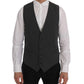 Elegant Striped Gray Waistcoat Vest