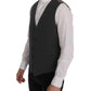 Elegant Striped Gray Waistcoat Vest